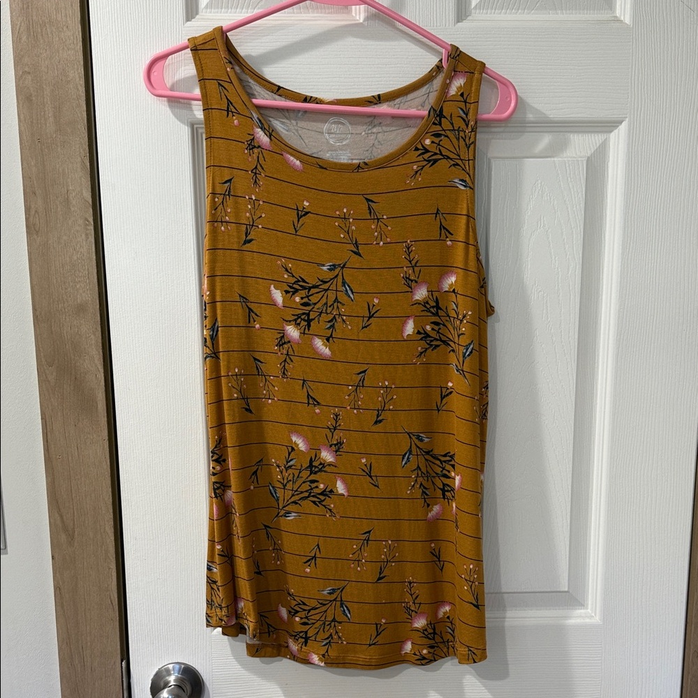Maurices Mustard Floral Print Tank Top